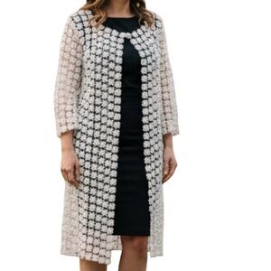 # A136  Why Dress  Ivory Plus size  Pearl-Embellished  Sheer Duster  NWT 2X